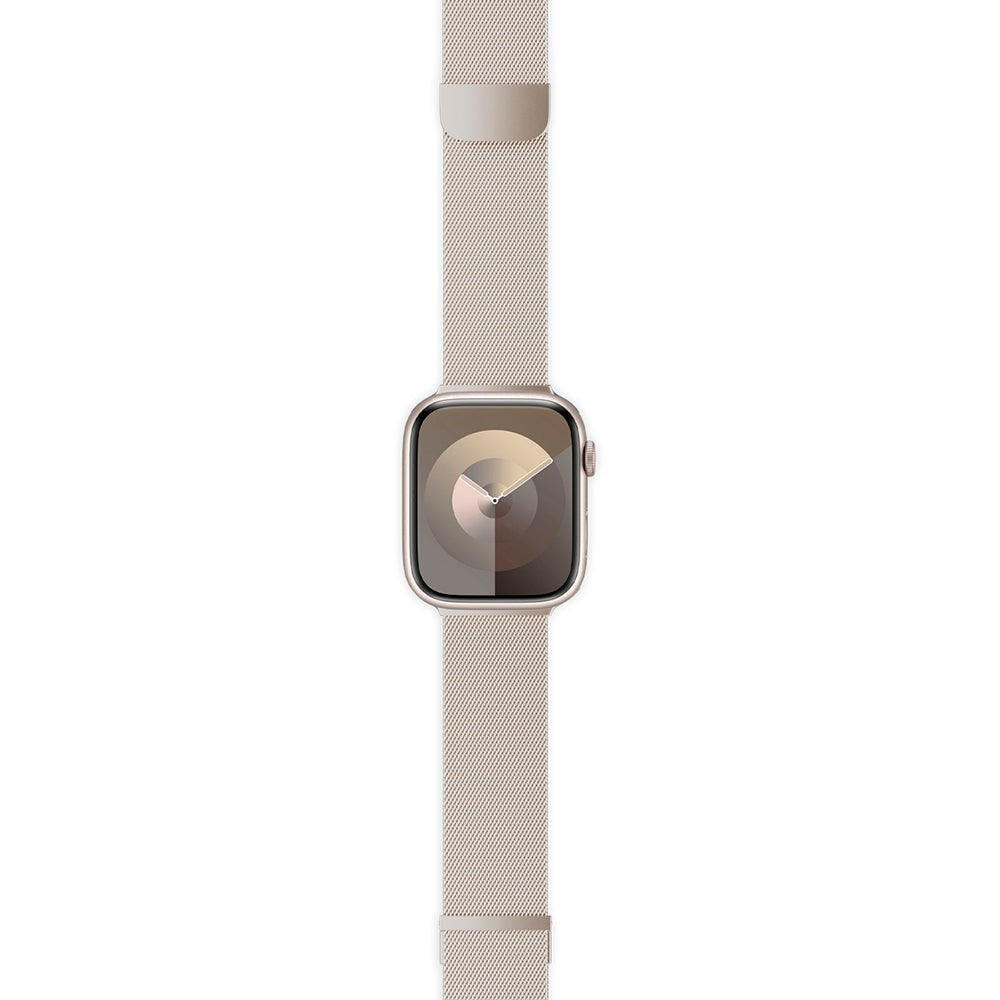 Apple Watch (42/44/SE/45/46/49 mm) Epico Milanese+ (pluss) rustfri stålrem - Starlight