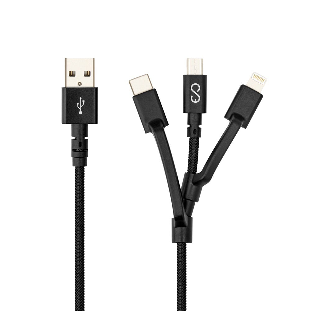 Epico 3in1 multikabel - USB-C / Lightning / Micro USB - Svart