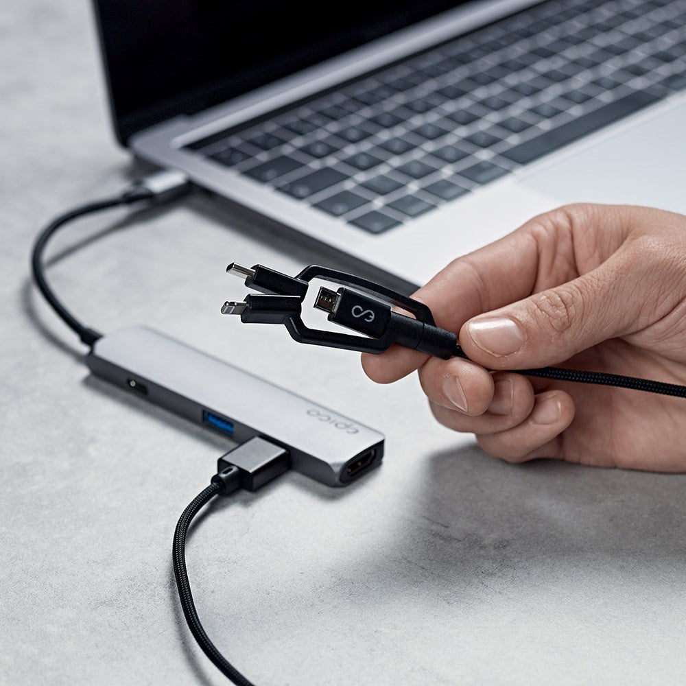 Epico 3in1 multikabel - USB-C / Lightning / Micro USB - Svart