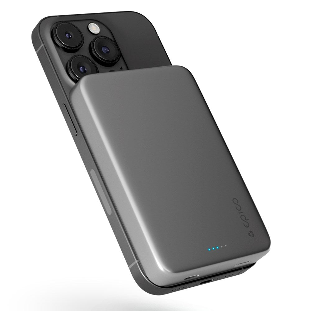 Epico Resolve Mag+ Magnetic Powerbank 20W PD 5000 mAh w. USB-C - MagSafe-kompatibel - Space Grey
