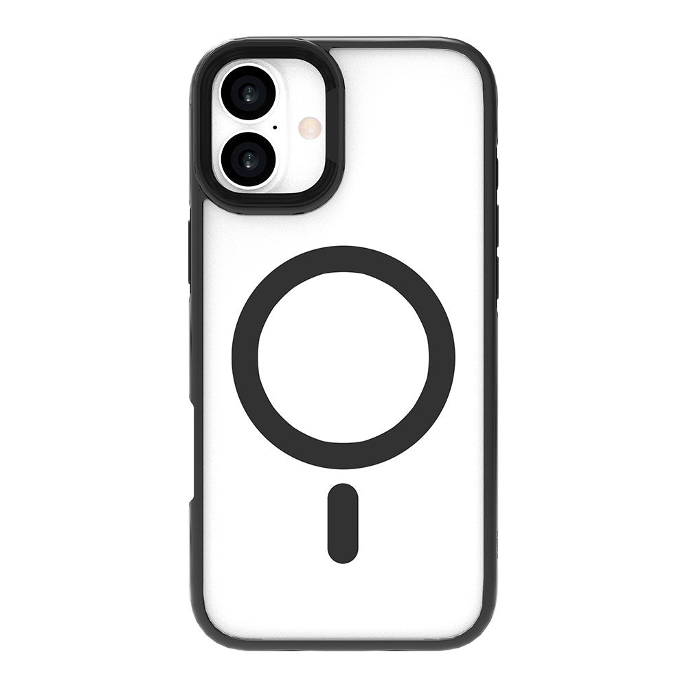 eSTUFF iPhone 16 INFINITE HELSINKI Hybrid plastbakdeksel med stativ - MagSafe-kompatibel - Svart / Gjennomsiktig