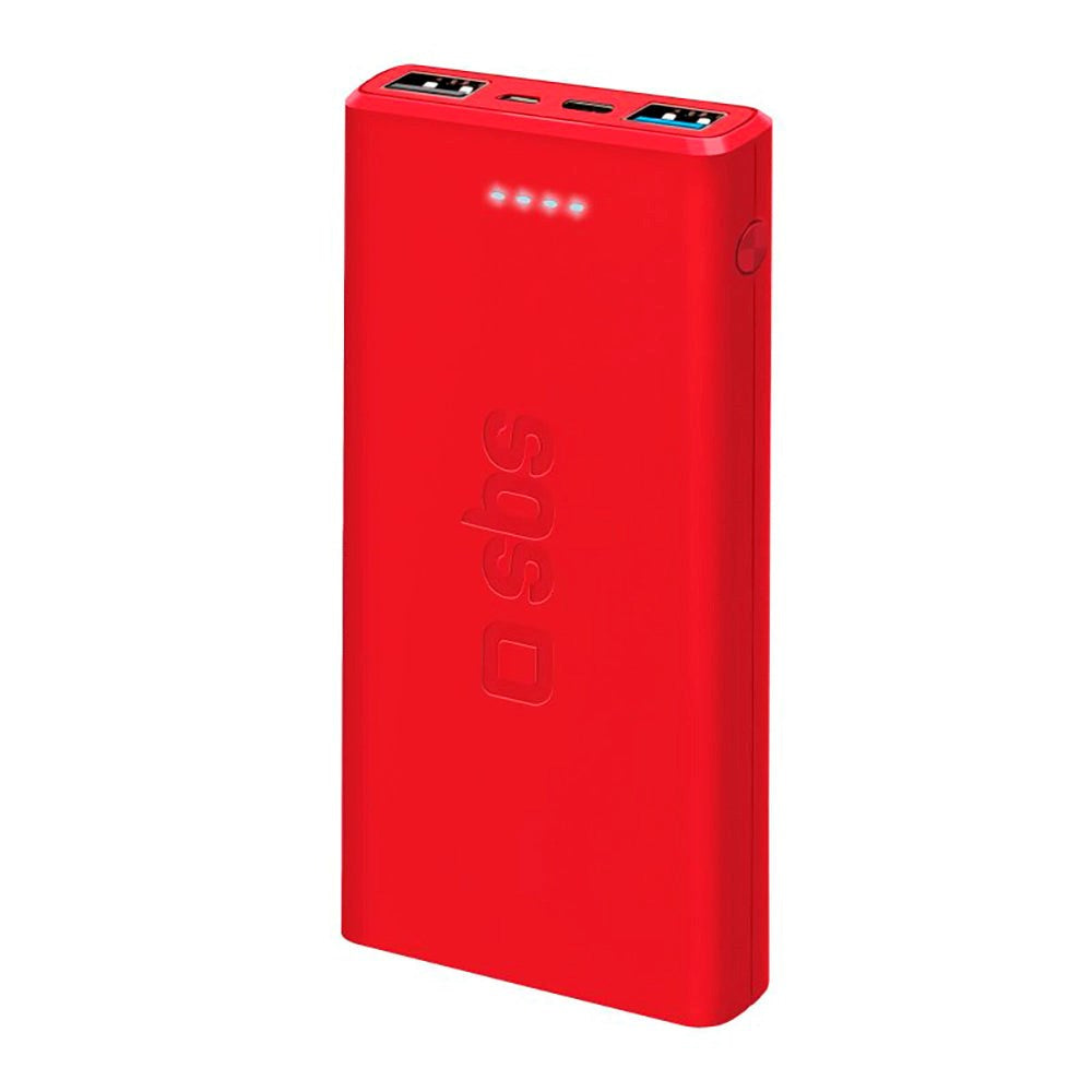 SBS Powerbank etc. 2x USB-A & 1x USB-C 10W - 10 000 mAh - Rød