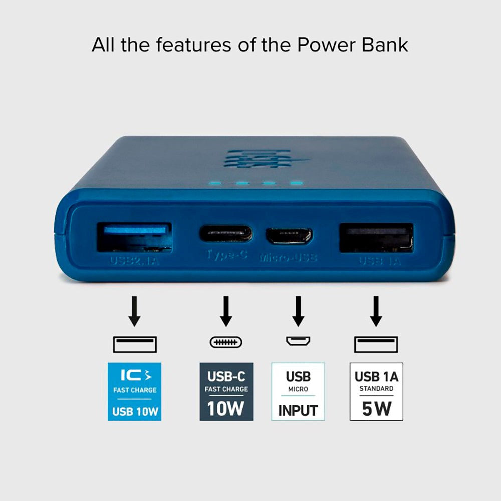 SBS Powerbank etc. 2x USB-A & 1x USB-C 10W - 10 000 mAh - Blå