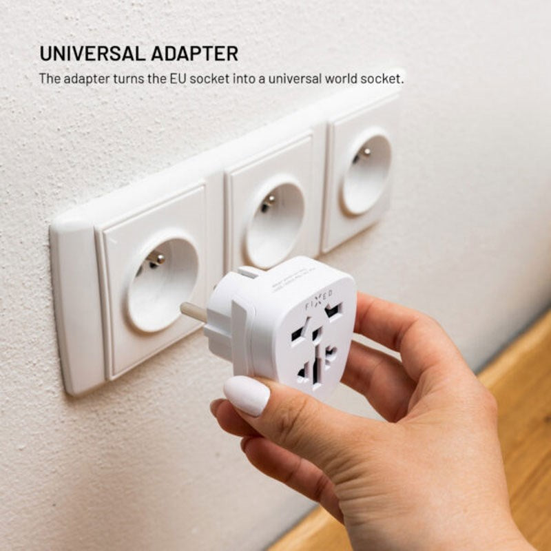 Fixed Rejseadapter - EU / UK / USA / AUS - Hvid