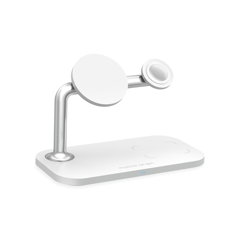 Mobile Origin 3-i-1 trådløs ladestasjon - Hvit