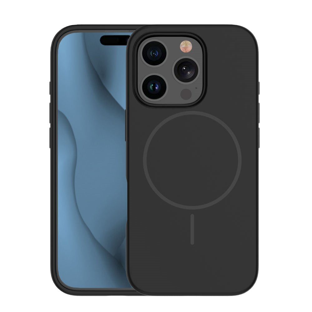 iPhone 12/12 Pro Silicone Thin Mobil Cover - MagSafe Kompatibel - Sort