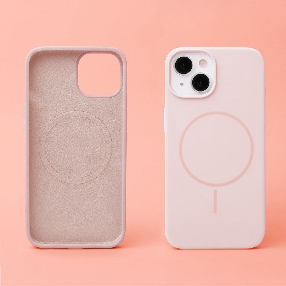 iPhone 15 Pro Silicone Thin Mobil Cover - MagSafe Kompatibel - Lyserød