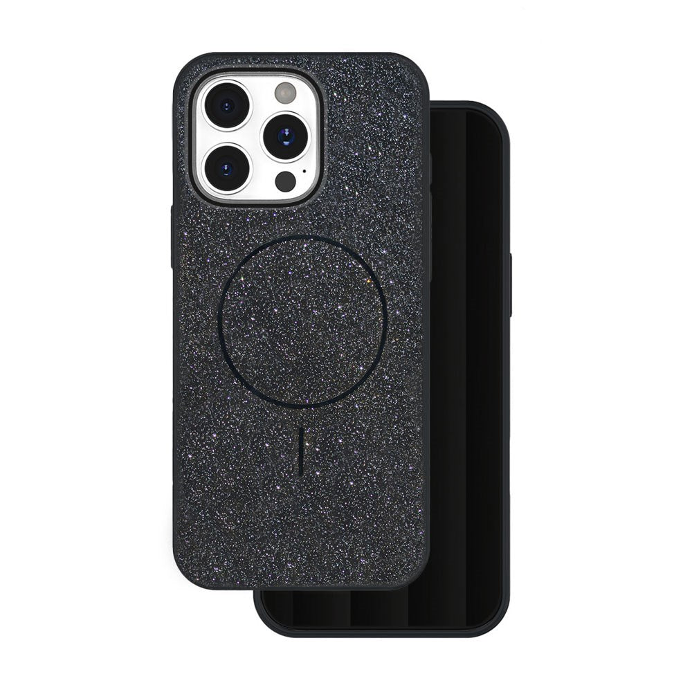 iPhone 16 Pro TFO Glitter Thin Bagside Cover - MagSafe Kompatibel - Sort