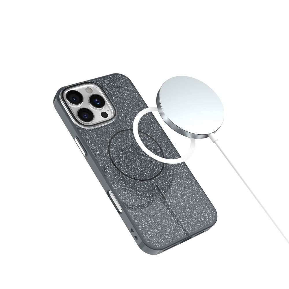 iPhone 17 Pro TFO Glitter Thin Bagside Cover - MagSafe Kompatibel - Sort