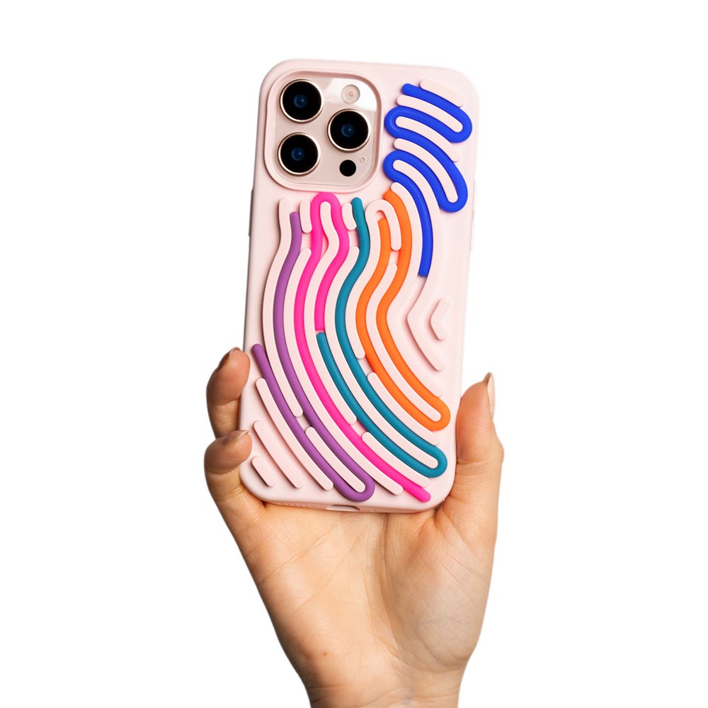 iPhone 16 Pro Max TFO DIY Snake Silikone Bagside Cover - Lyserød