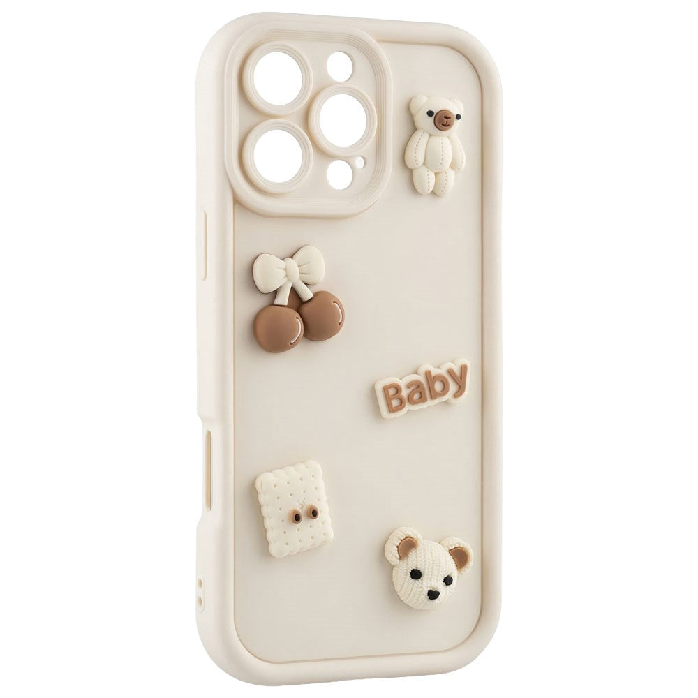 iPhone 15 Pro TFO Ultra Trendy 3D Bagside Cover - Beige Bear