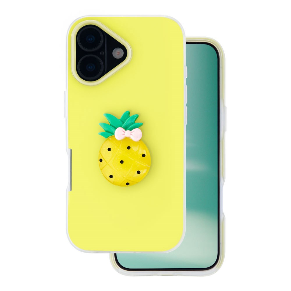 iPhone 16 TFO 3D Frugt Case - Ananas