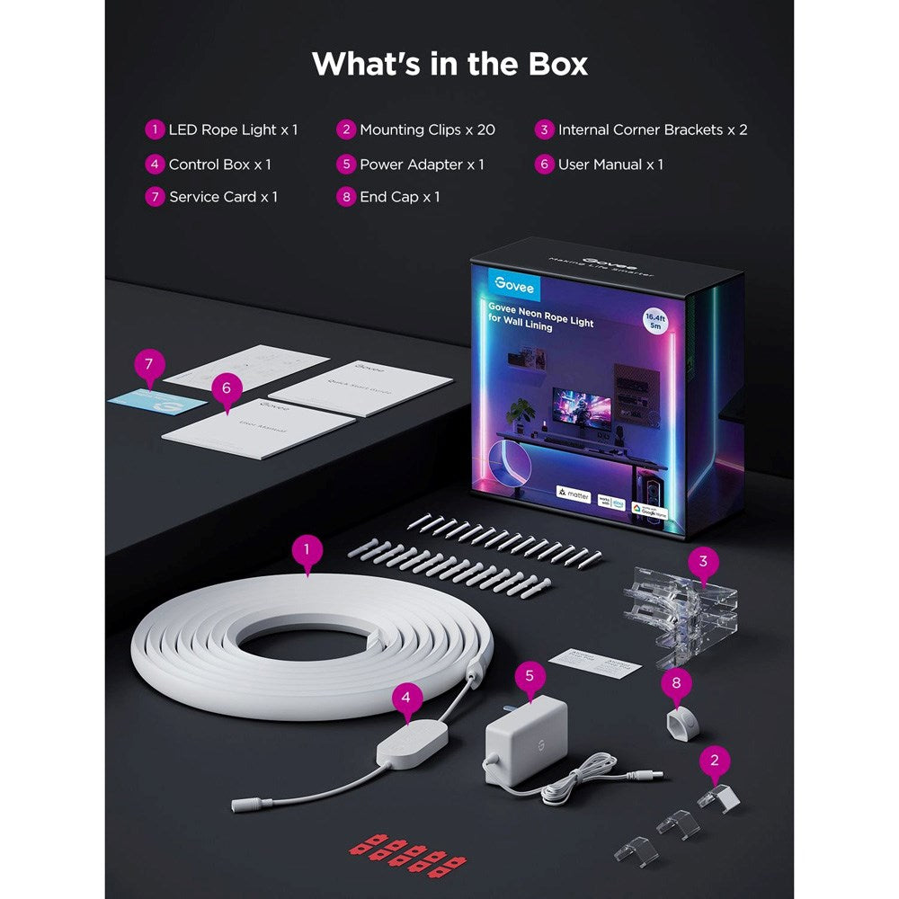 Govee Neon Rope Light Lysstrimmel - 5m - Hvid