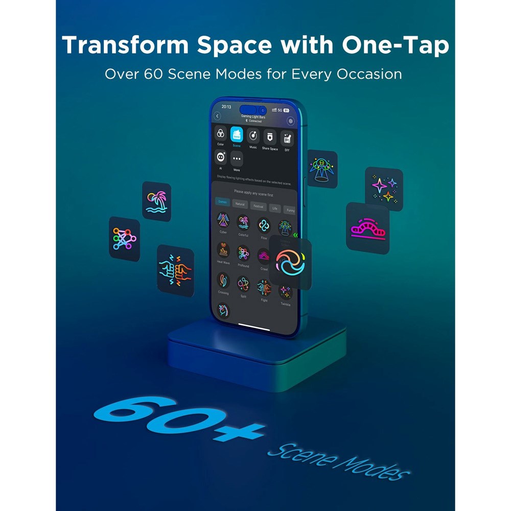 Govee Smart Gaming Light Bars Pro - Tresidet Design - Gennemsigtig / Metal