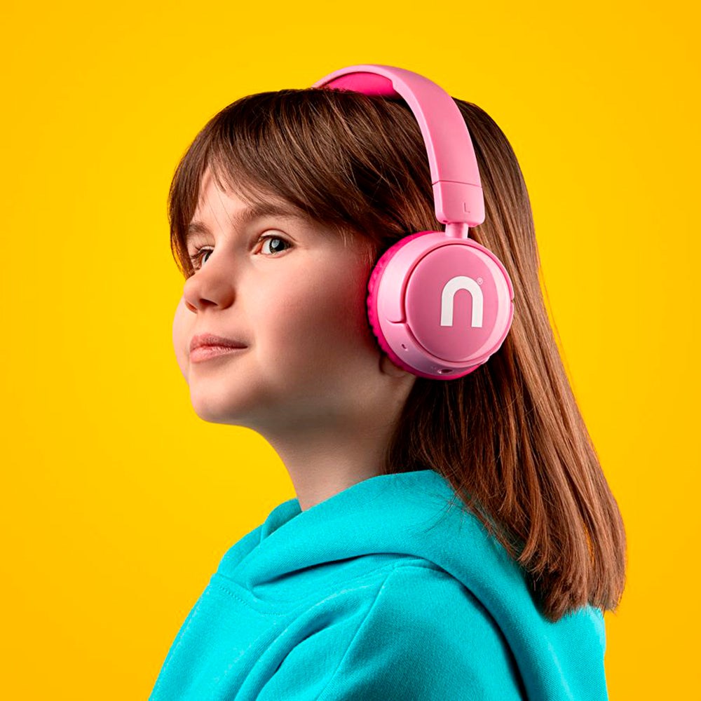 Niceboy Hive Kiddie On-Ear Bluetooth-hodetelefoner for barn m. Sound Limiter - Rosa