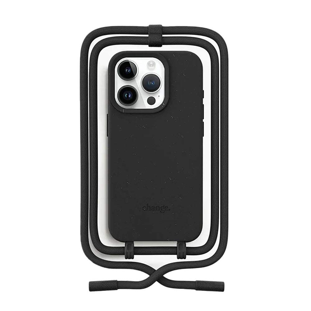 iPhone 15 Pro Woodcessories Change Case m. Strop - 100% Plantebaseret - Sort