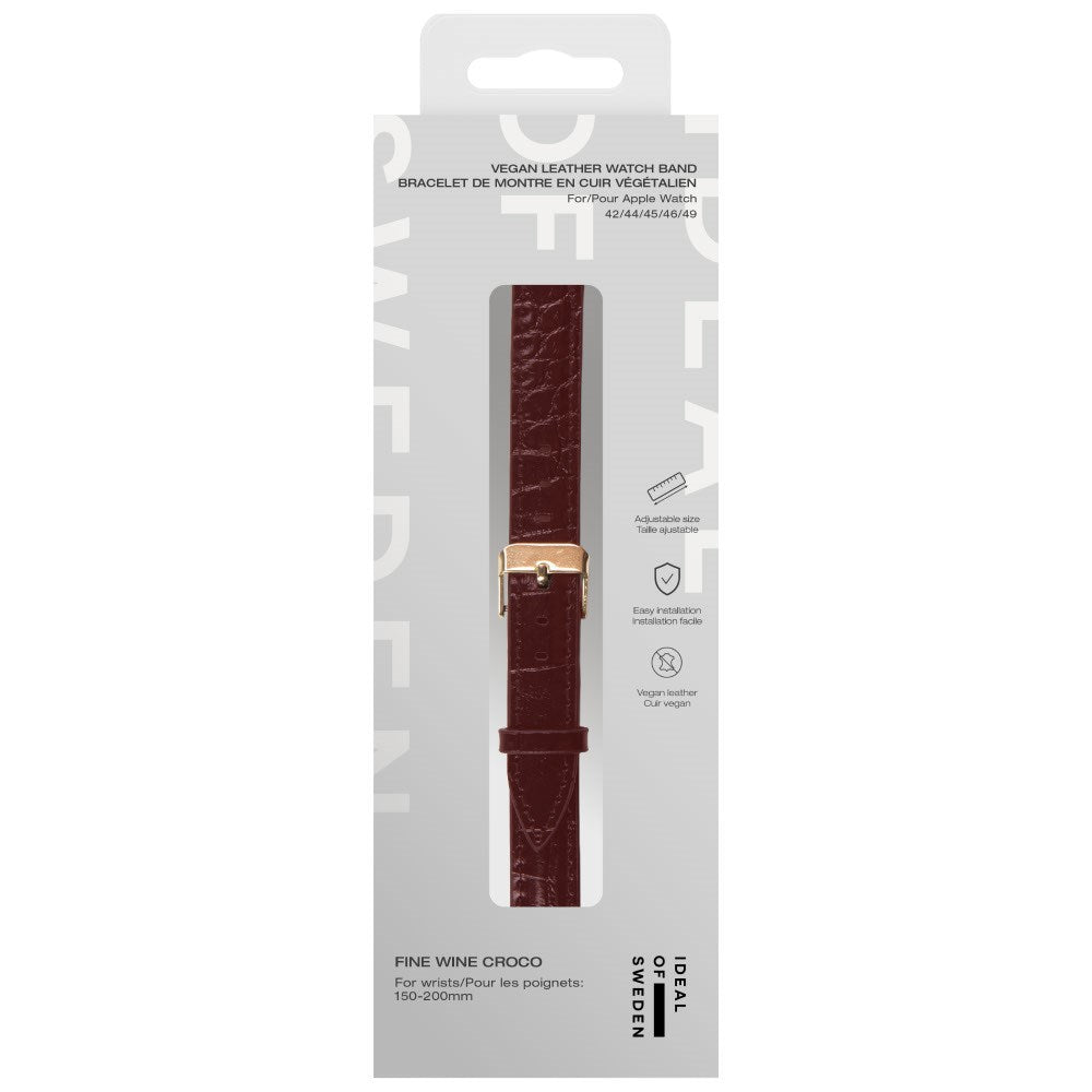 Apple Watch (42/44/SE/45/46/49mm) Vegan Leather Smartwatch Rem - Fine Wine Croco