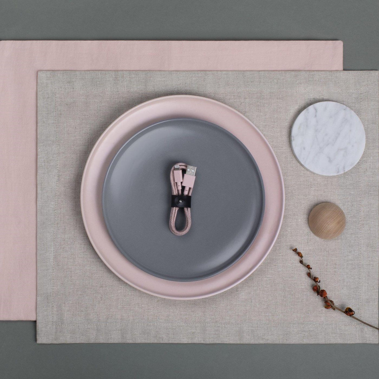 Native Union beltekabel USB-A til Lightning m. Skinnspenne 1,2 meter - Rose