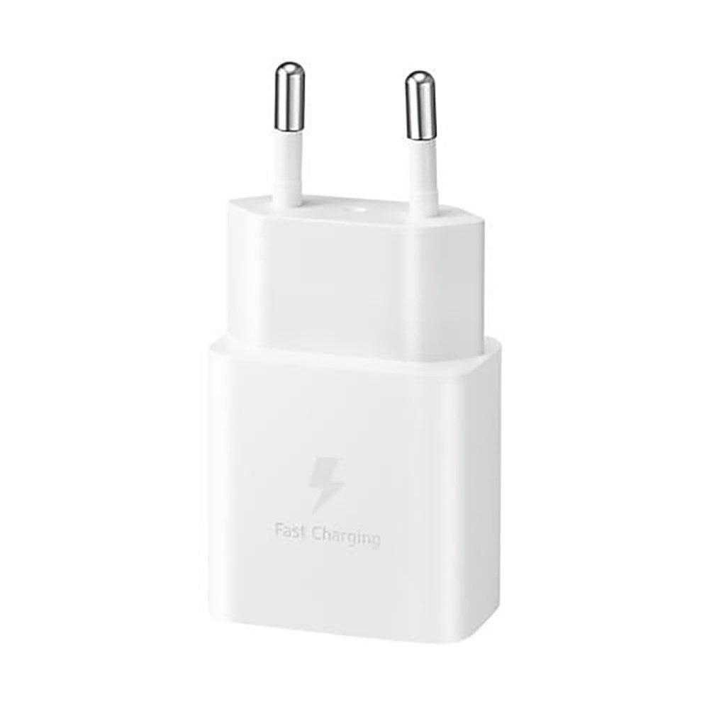 Original Samsung Fast Charger 15W Vegglader m. USB-C til USB-C-kabel - Hvit