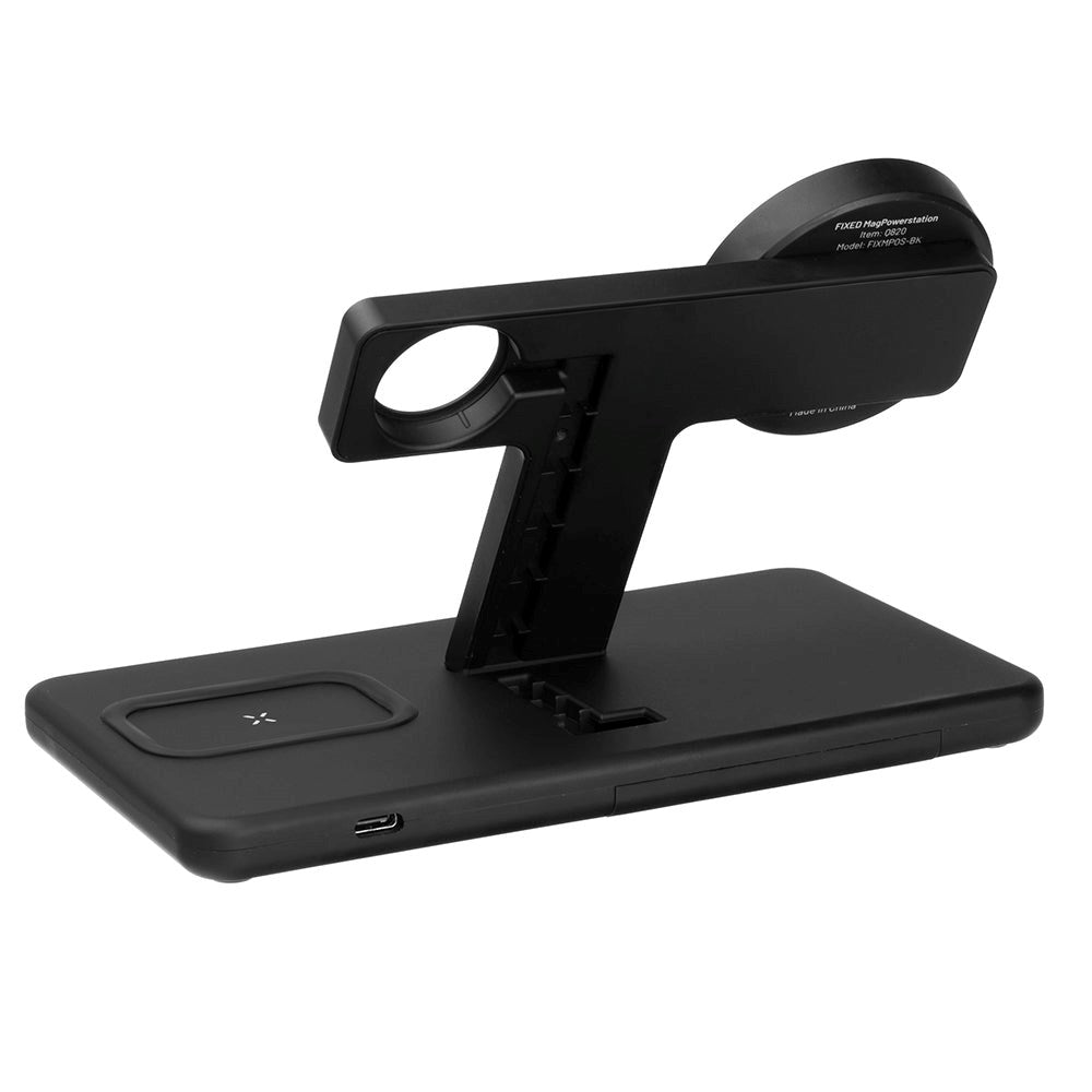 Fast MagPowerstation 3-i-1 30W trådløs lader - MagSafe-kompatibel - Svart