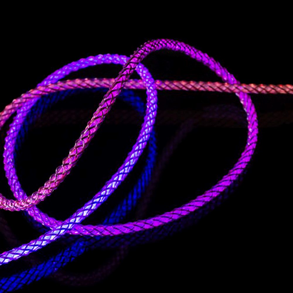 Fast lysende LED USB-C til USB-C-kabel 60W 1,2 m - Flerfarget