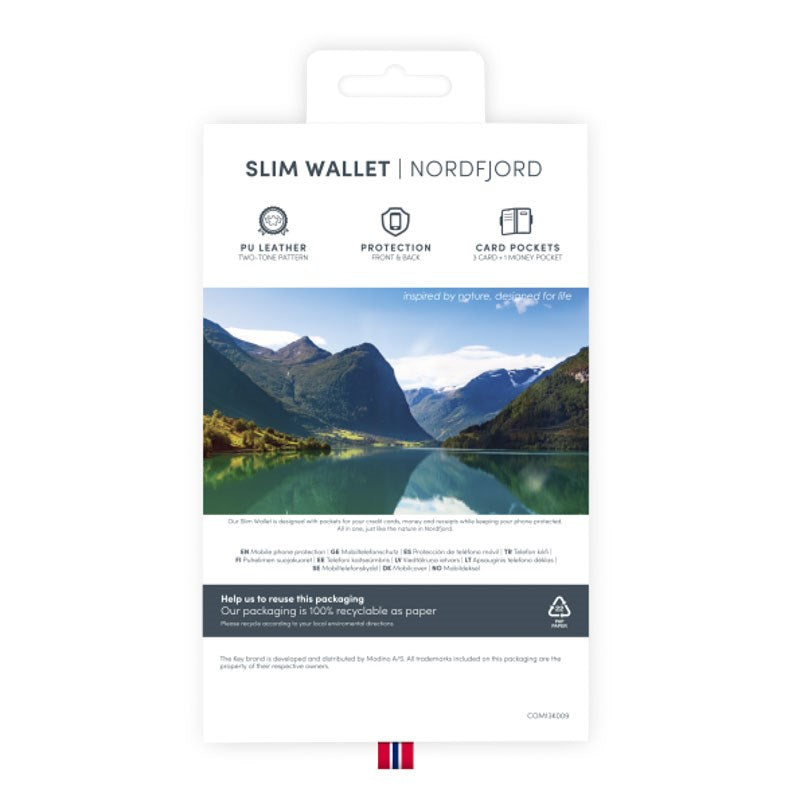 iPhone 13 Pro Max Key Nordfjord Slim Wallet Skinndeksel m. Veske - Svart