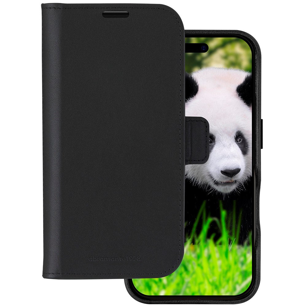 iPhone 16 Pro dbramante1928 Lynge Magnet Flip-deksel i ekte skinn - MagSafe-kompatibel - Svart