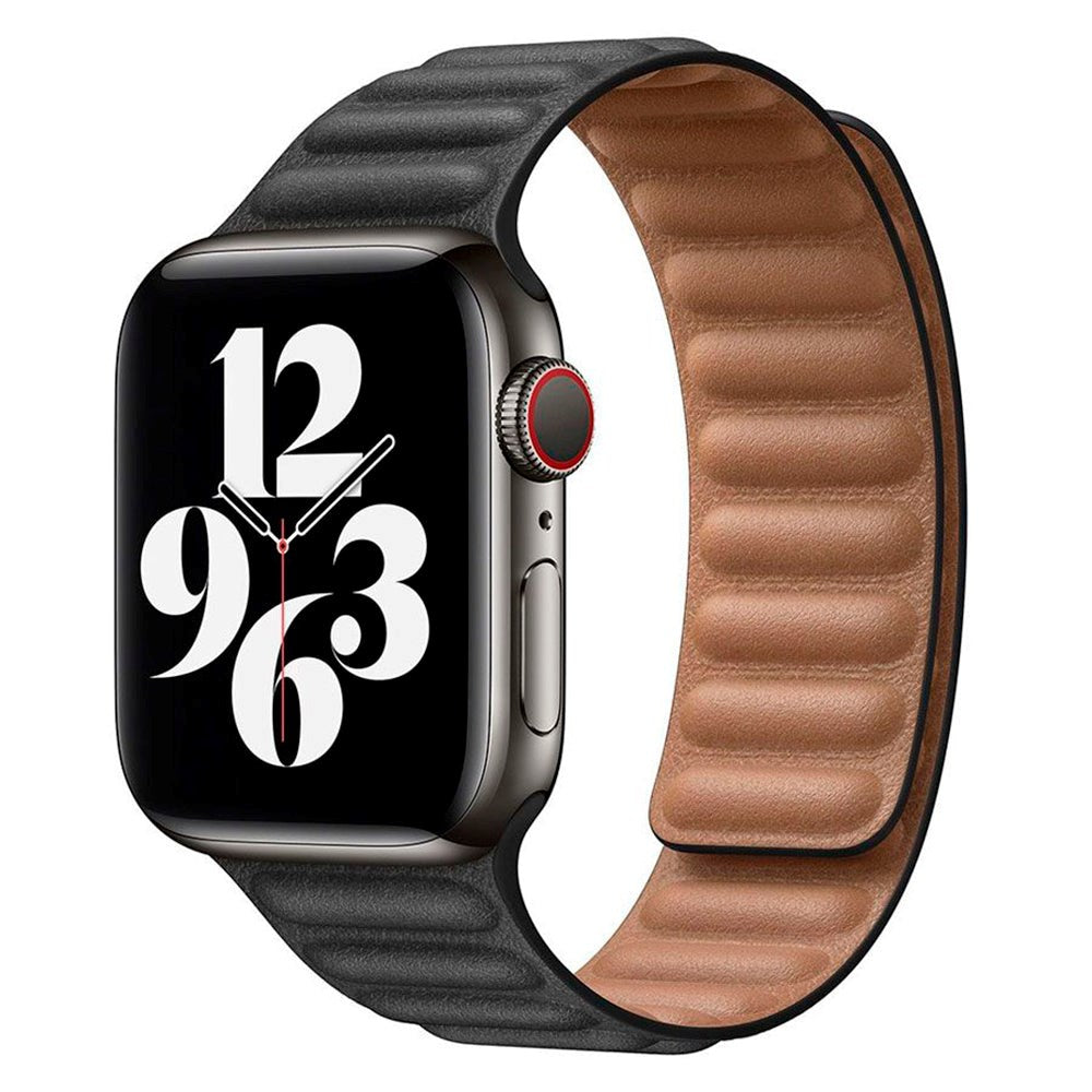 Lippa Apple Watch (42/44/SE/45/46/49 mm) magnetisk lærreim - svart