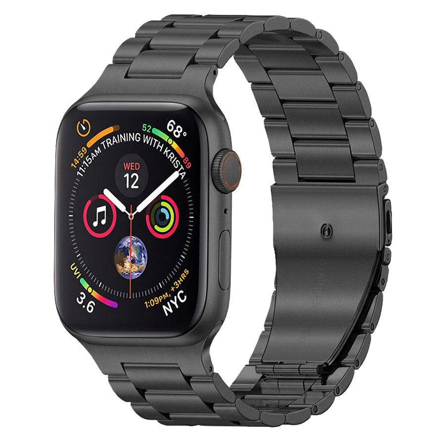 Lippa Apple Watch (42/44/SE/45/46/49mm) Rem i Rustfri Stål - Sort