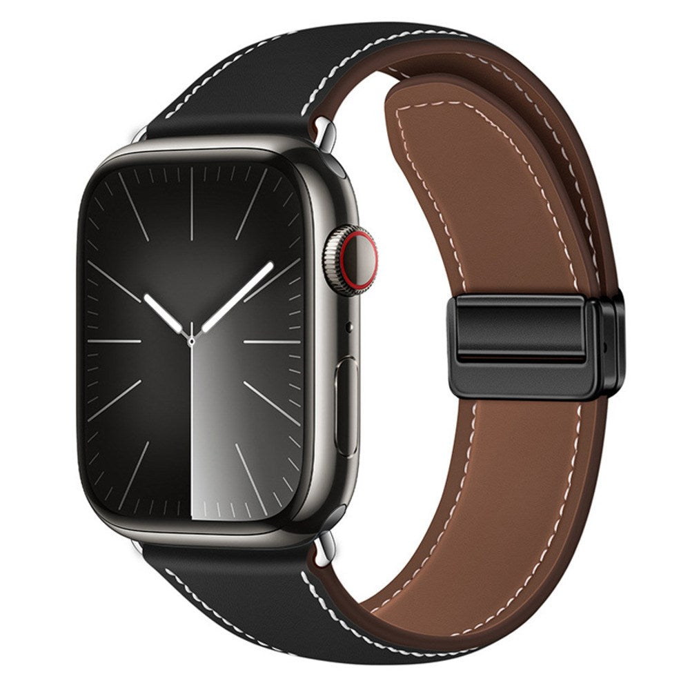 Lippa Apple Watch (42/44/45/46/49 mm) Magnetisk Kunstlæder Urrem - Sort
