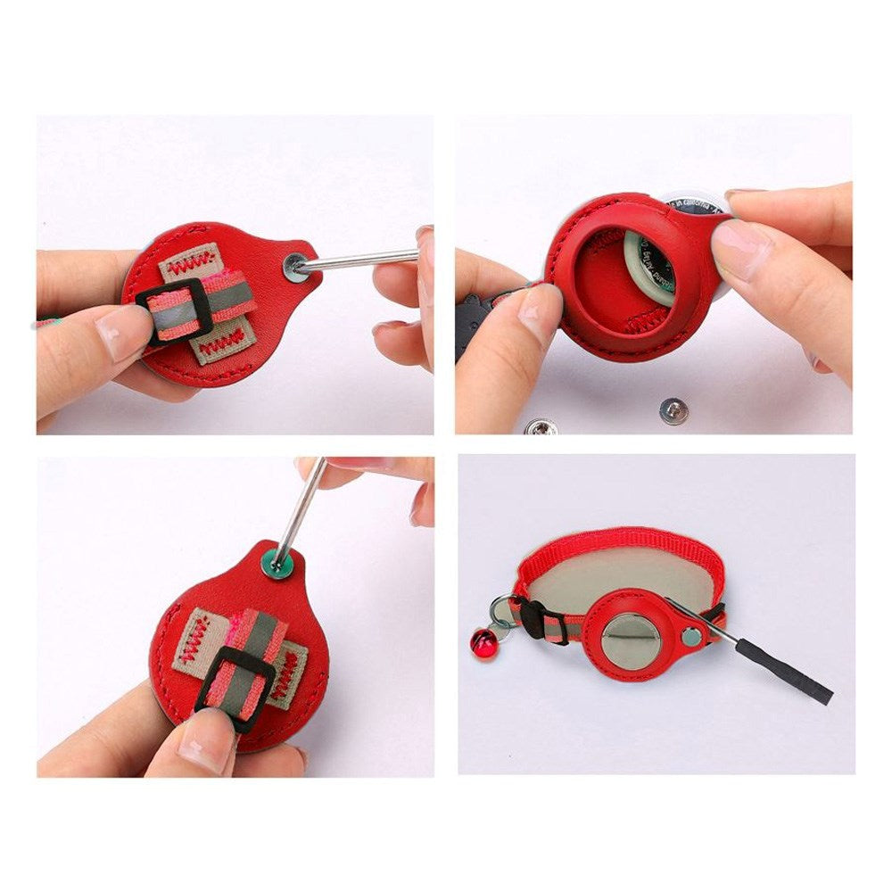 Lippa Halsbånd (22-32 cm) med AirTag Etui - Rød