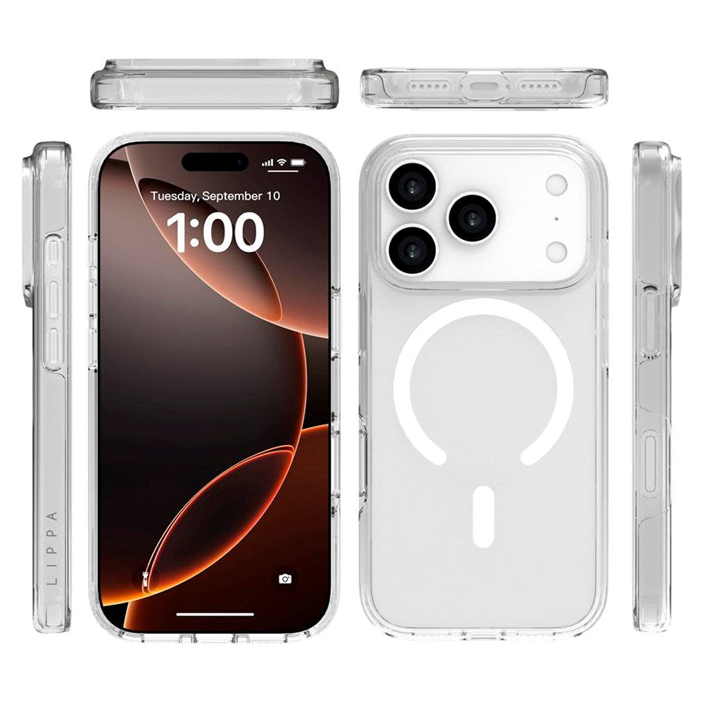 Lippa iPhone 17 Pro Hybrid Bagside Cover - MagSafe Kompatibel - Gennemsigtig / Hvid