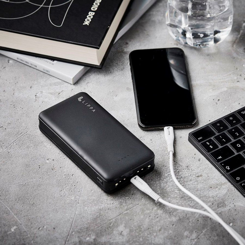 Lippa 10,5W m. USB-A Powerbank 20 000 mAh - Svart