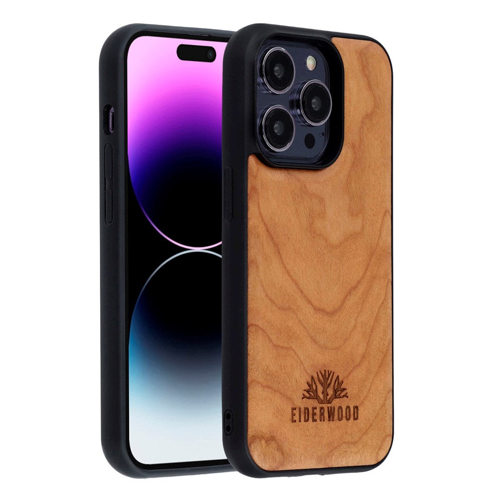 iPhone 14 Pro - EIDERWOOD Magnetisk Træcover - MagSafe Kompatibel - Kirsebærtræ
