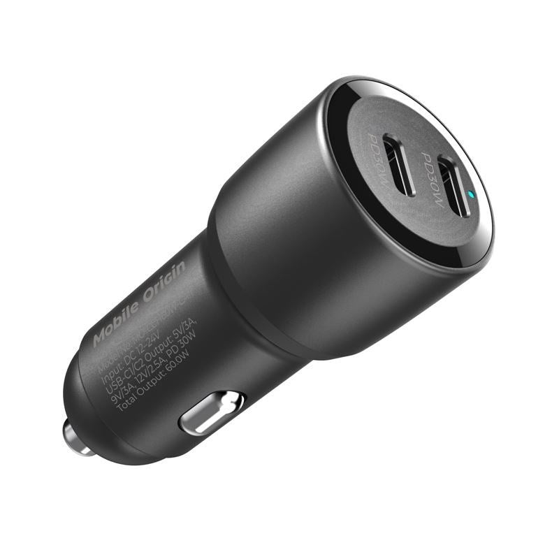 Mobile Origin CA11 Biloplader 60W med 2x USB-C - Sort