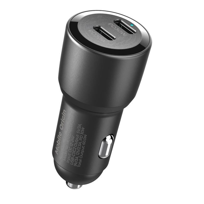 Mobile Origin CA11 Biloplader 60W med 2x USB-C - Sort