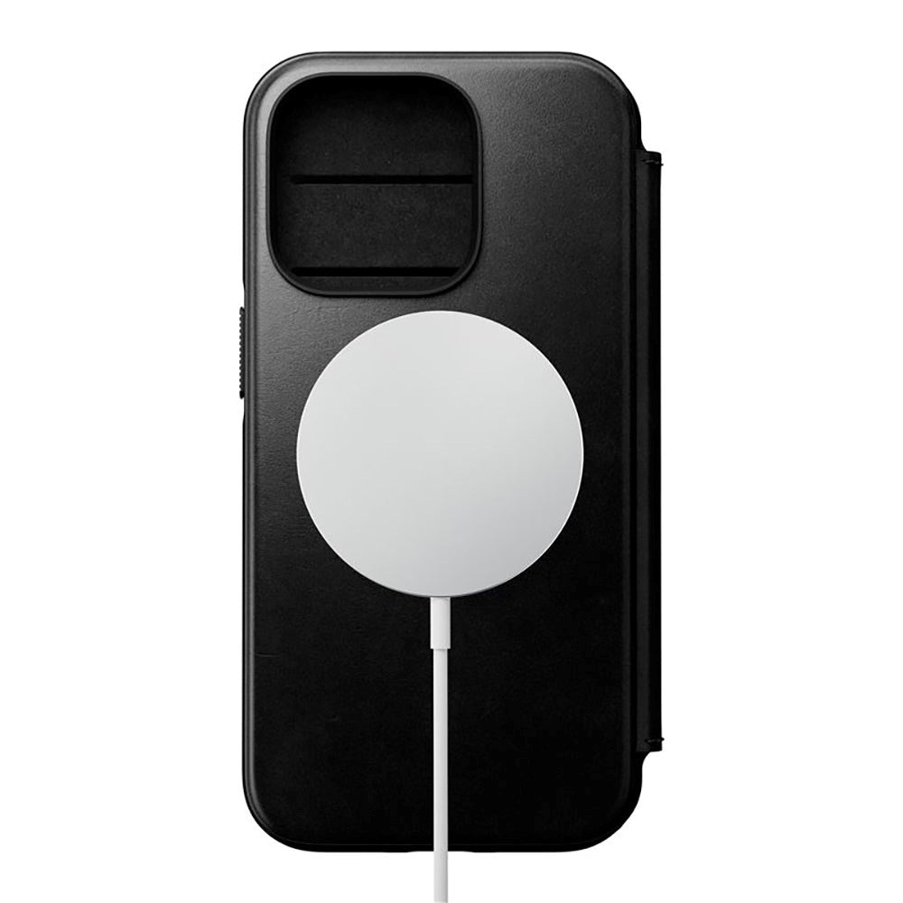 iPhone 14 Pro Nomad Modern Leather Folio Cover - MagSafe-kompatibel - Svart