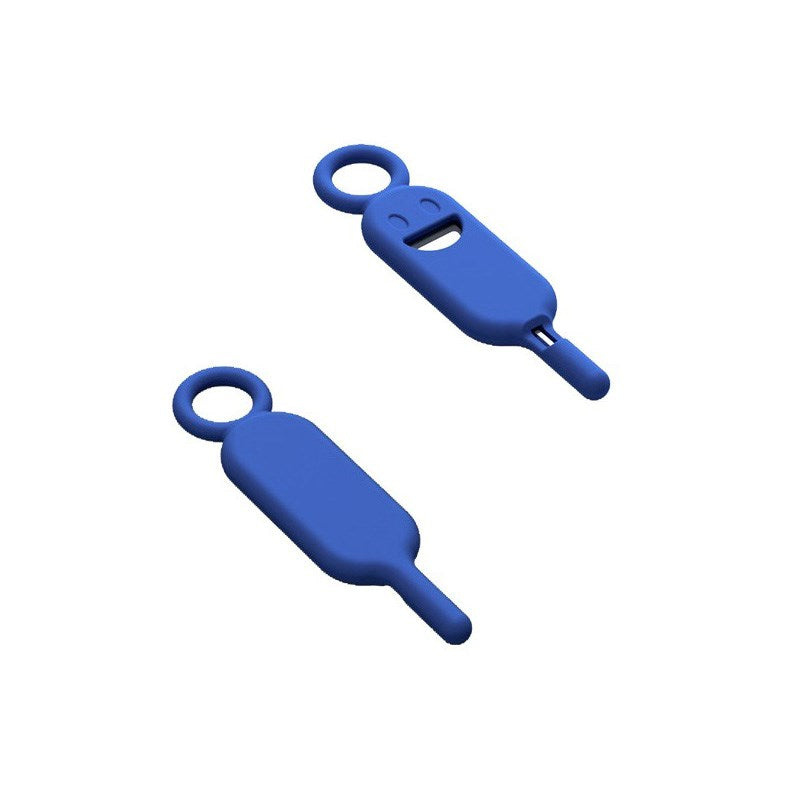 Simkortnøkkel i silikonetui med ring for nøkkelring - blå