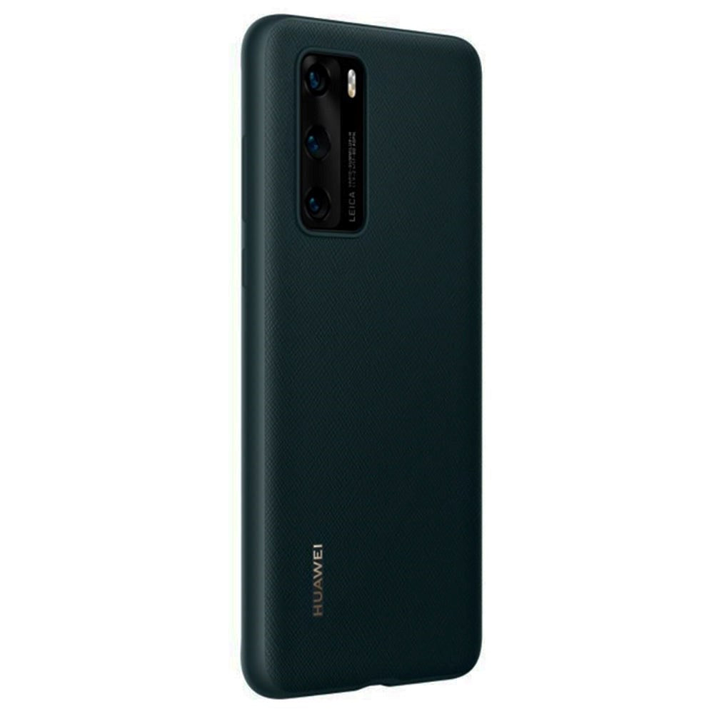 Originalt Huawei P40 PU deksel - Svart m. Green Sheer