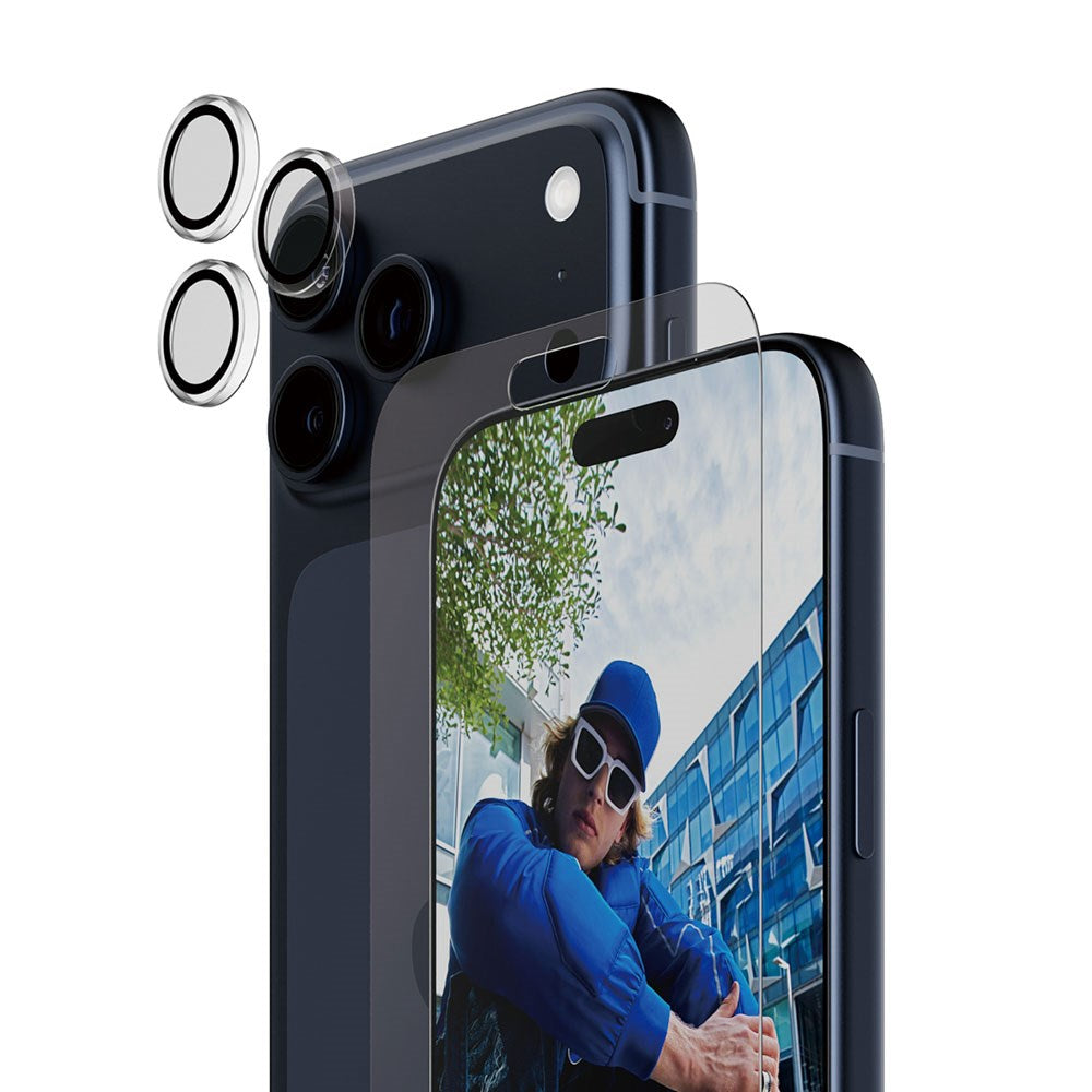 iPhone 17 Pro Max PanzerGlass 2-in-1 Classic Bundle m. Classic Fit Skærmbeskyttelse & Hoops Kameralinsebeskyttelse - Gennemsigtig