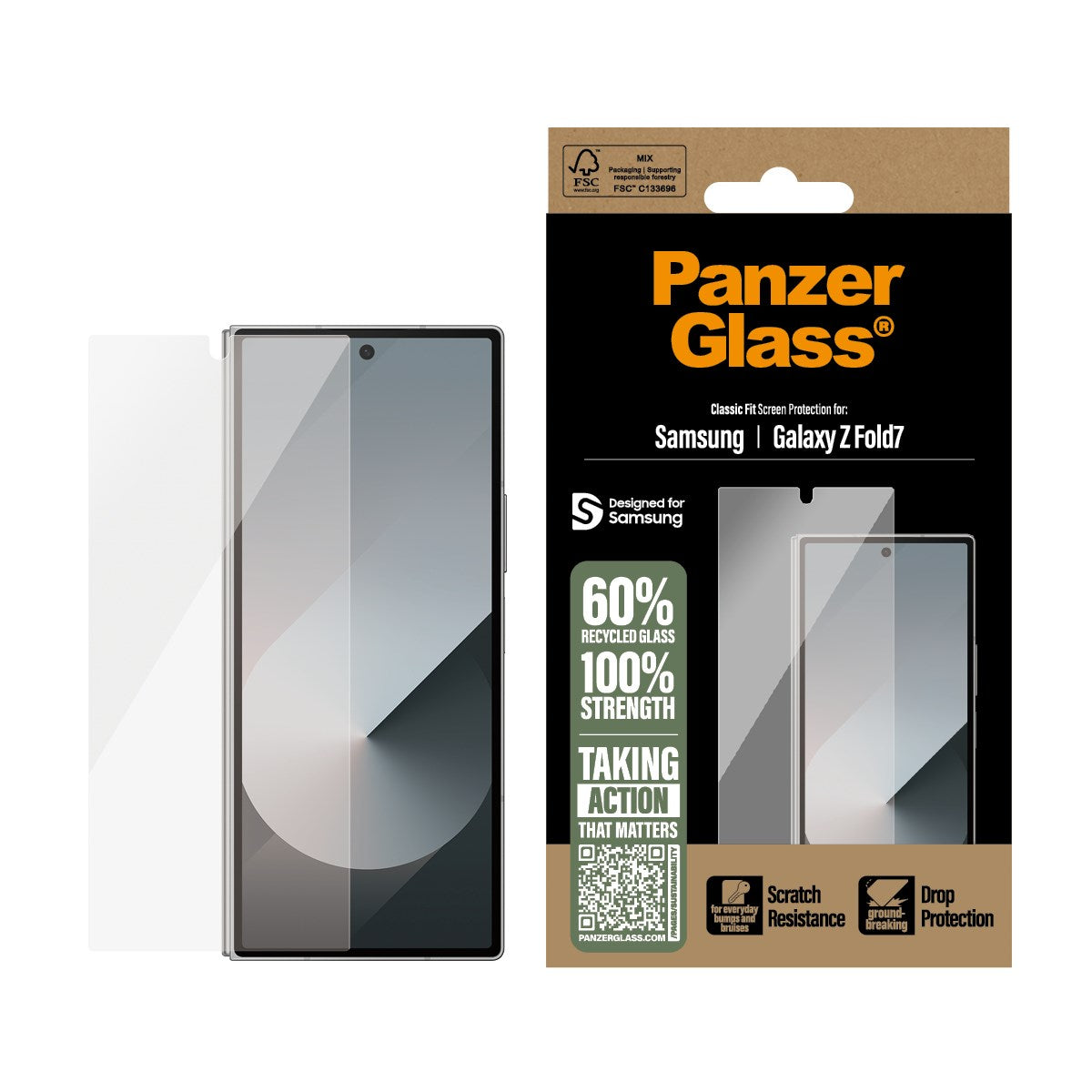 Samsung Galaxy Z Fold7 - PanzerGlass Ultra-Wide Fit Skærmbeskyttelsesglas - Gennemsigtig