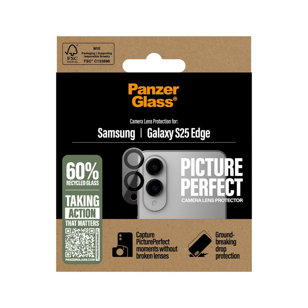 Samsung Galaxy S25 Edge PanzerGlass PicturePerfect - Beskyttelse til Kamera - Platinum Strength - Gennemsigtig / Sort