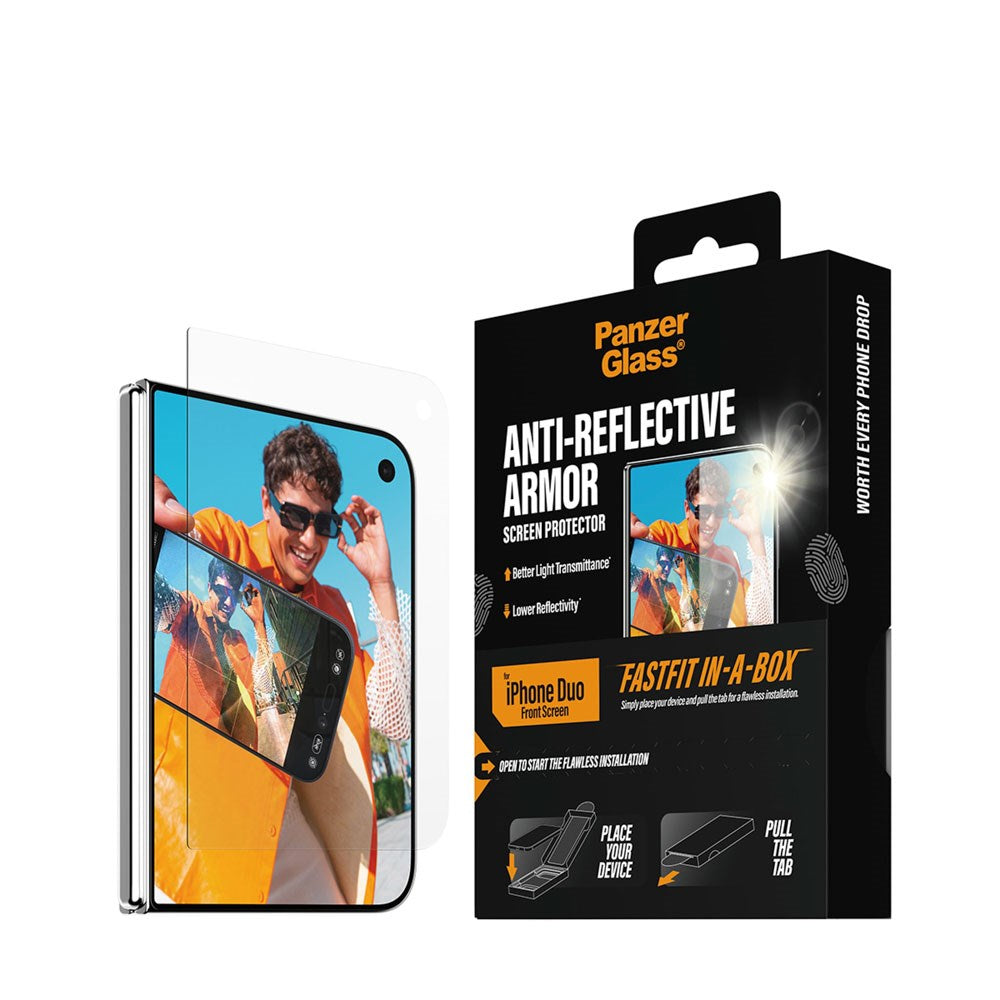 iPhone Duo PanzerGlass Hærdet Beskyttelsesglas m. FastFit In-A-Box - Anti-Reflekterende - Gennemsigtig