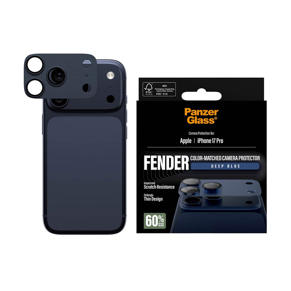 iPhone 17 Pro PanzerGlass FENDER Kameralinse Beskyttelsesglas - Deep Blue