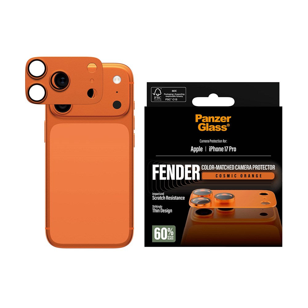 iPhone 17 Pro PanzerGlass FENDER Kameralinse Beskyttelsesglas - Cosmic Orange