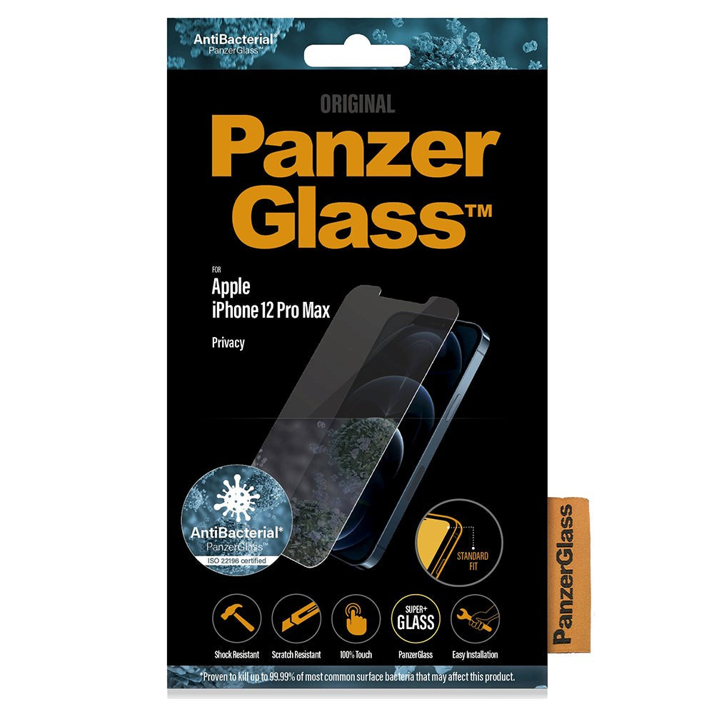 PanzerGlass iPhone 12 Pro Max AntiBacterial Standard Fit skjermbeskytter - Personvernglass - Gjennomsiktig