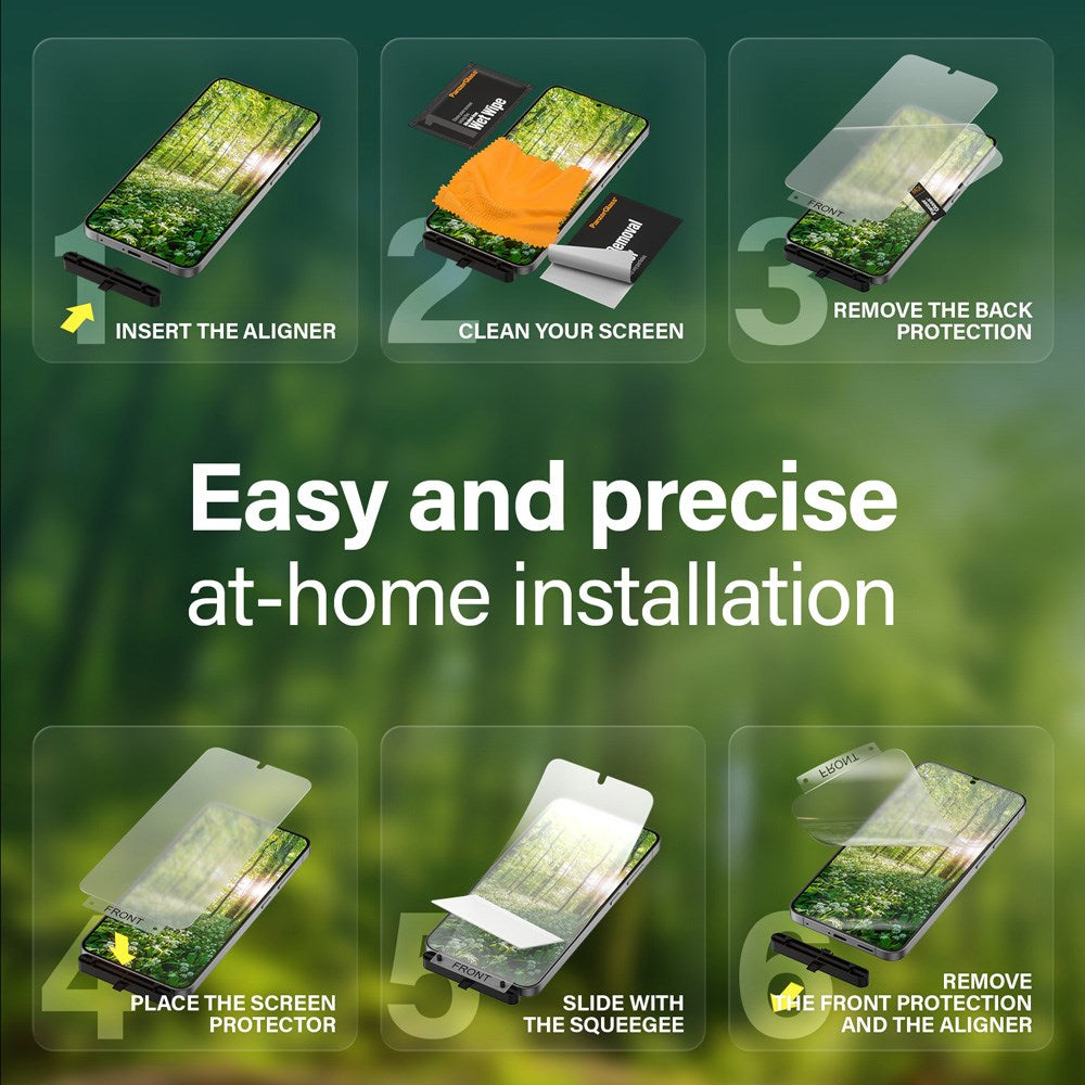 Samsung Galaxy S25 PanzerGlass Eco Matrix skjermbeskytter - Ultra Wide Fit - Aligner Kit - Platinum Strength - Gjennomsiktig