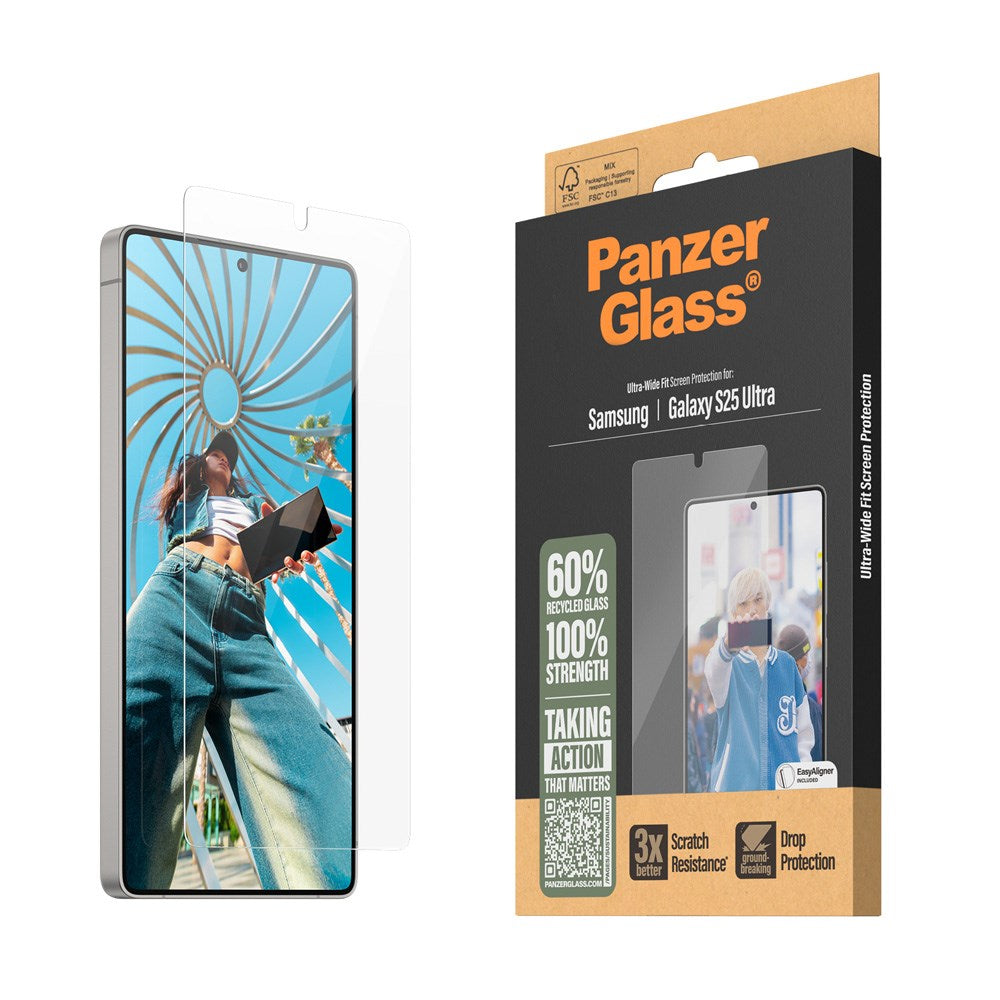 Samsung Galaxy S25 Ultra PanzerGlass Ultra-Wide Fit Beskyttelsesglas - Gennemsigtig