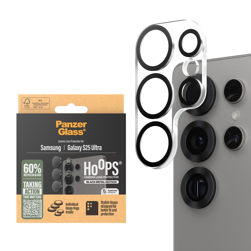 Samsung Galaxy S25 Ultra PanzerGlass PicturePerfect - Kamerabeskyttelse - Platinastyrke - Gjennomsiktig / Svart