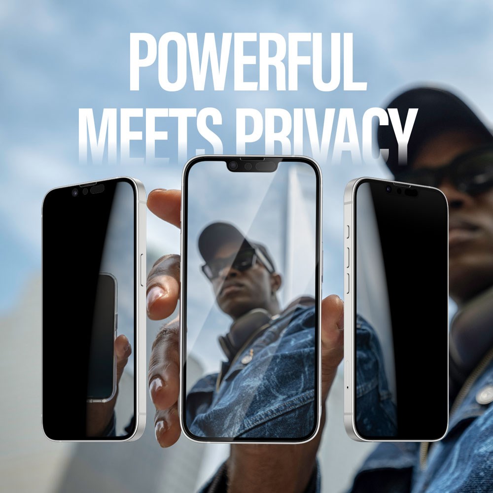 iPhone 16e / 14 / 13 / 13 Pro PanzerGlass Ultra Wide Fit Beskyttelsesglas m. EasyAligner - Privacy - Gennemsigtig / Privacy